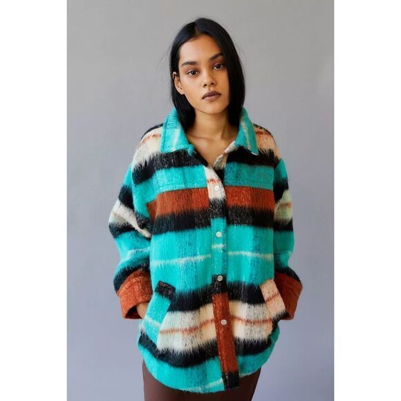 New Urban Outfitters BDG Brushed Melton Shirt Jacket Size M - Picture 2 of 11